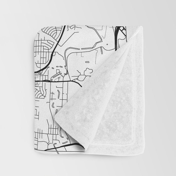 Kansas City Map White Throw Blanket Gallery Image 3
