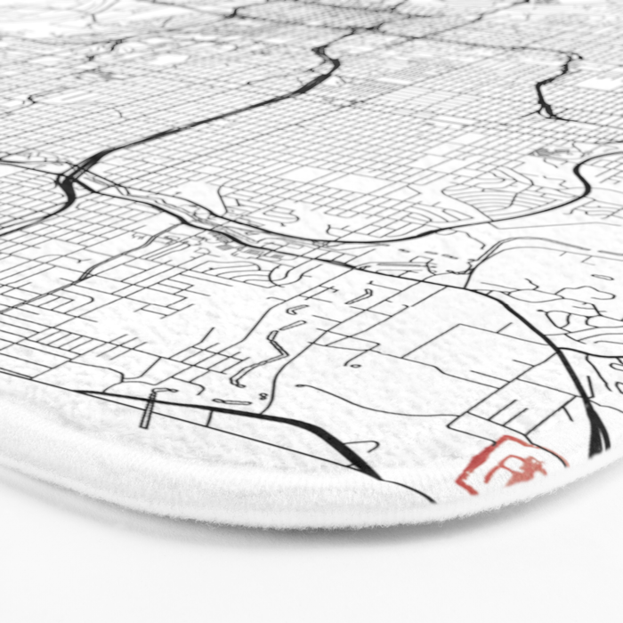 Kansas City Map White Bath Mat Gallery Image 3