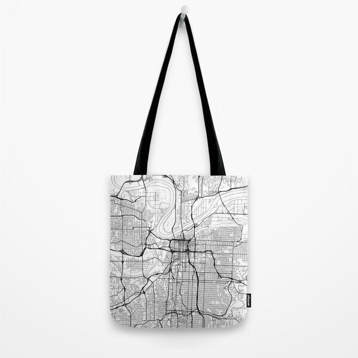Kansas City Map White Tote Bag Gallery Image 2