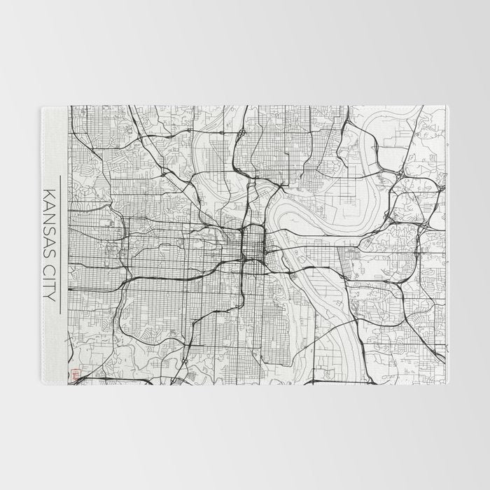 Kansas City Map White Rug Gallery Image 2