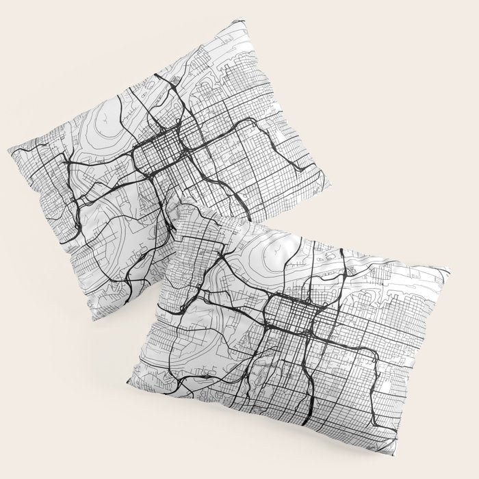 Kansas City Map White Pillow Sham Gallery Image 1