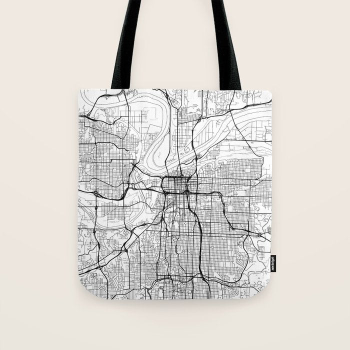 Kansas City Map White Tote Bag Gallery Image 1
