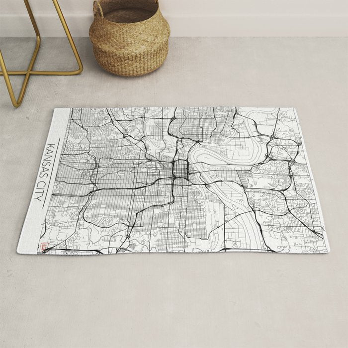 Kansas City Map White Rug Gallery Image 1