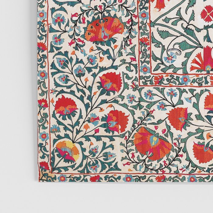 Shakhrisyabz Suzani Uzbekistan Floral Embroidery Print Poster Gallery Image 3