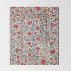 Shakhrisyabz Suzani Uzbekistan Floral Embroidery Print Throw Blanket Gallery Image 2