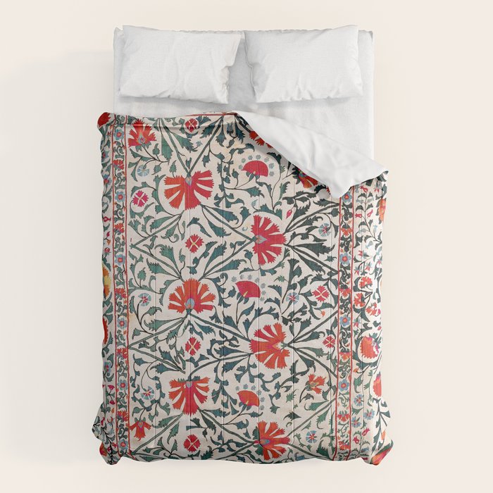 Shakhrisyabz Suzani Uzbekistan Floral Embroidery Print Comforter Gallery Image 1