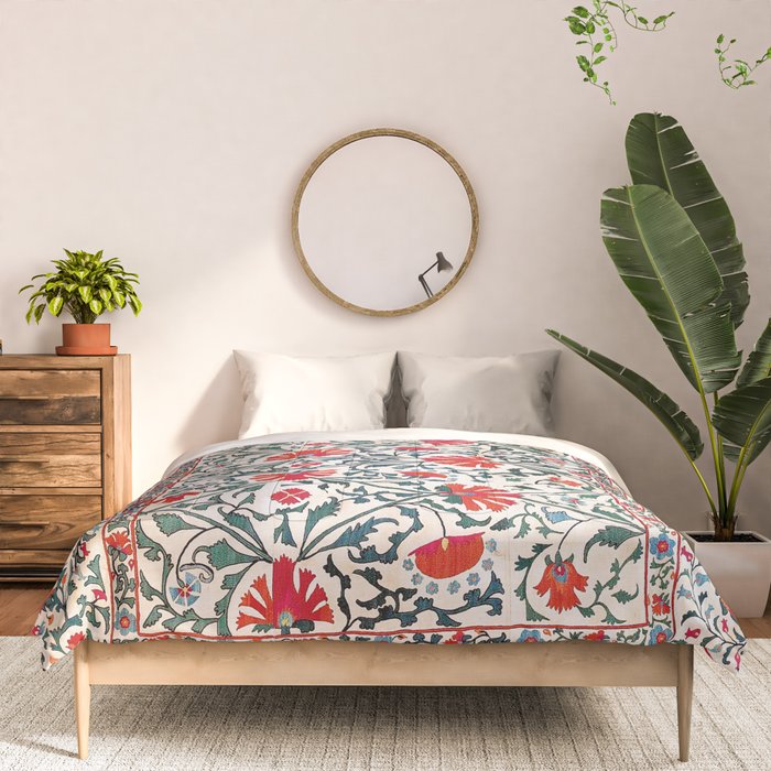 Shakhrisyabz Suzani Uzbekistan Floral Embroidery Print Comforter Gallery Image 3