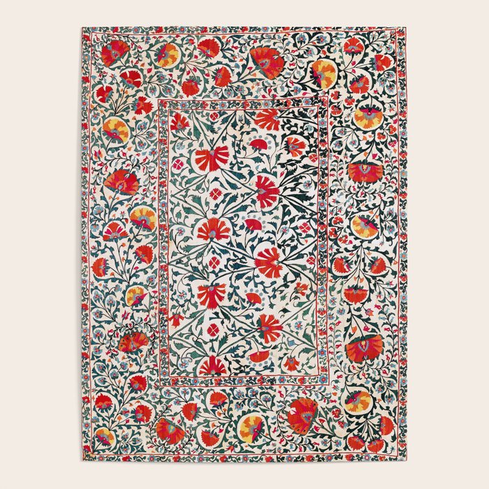 Shakhrisyabz Suzani Uzbekistan Floral Embroidery Print Poster Gallery Image 1