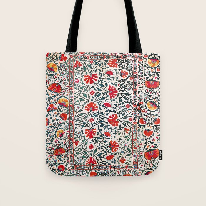 Shakhrisyabz Suzani Uzbekistan Floral Embroidery Print Tote Bag Gallery Image 1