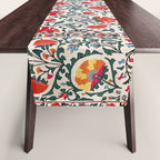 Shakhrisyabz Suzani Uzbekistan Floral Embroidery Print Table Runner Gallery Image 1
