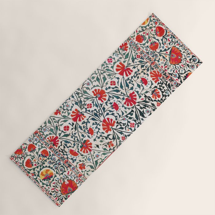 Shakhrisyabz Suzani Uzbekistan Floral Embroidery Print Yoga Mat Gallery Image 1