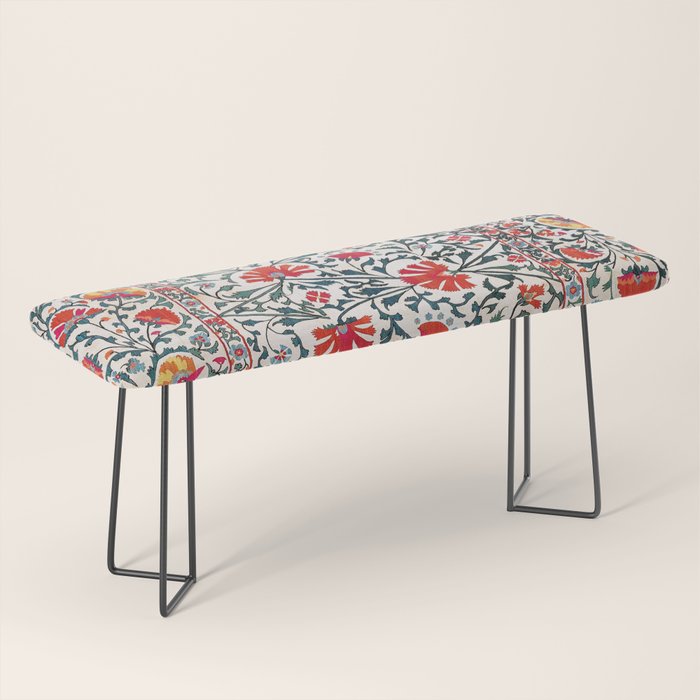 Shakhrisyabz Suzani Uzbekistan Floral Embroidery Print Bench Gallery Image 1