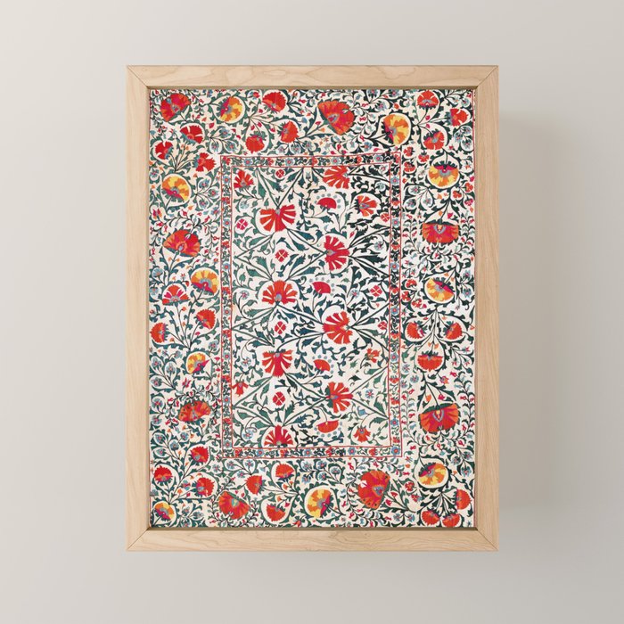 Shakhrisyabz Suzani Uzbekistan Floral Embroidery Print Mini Art Print Gallery Image 1