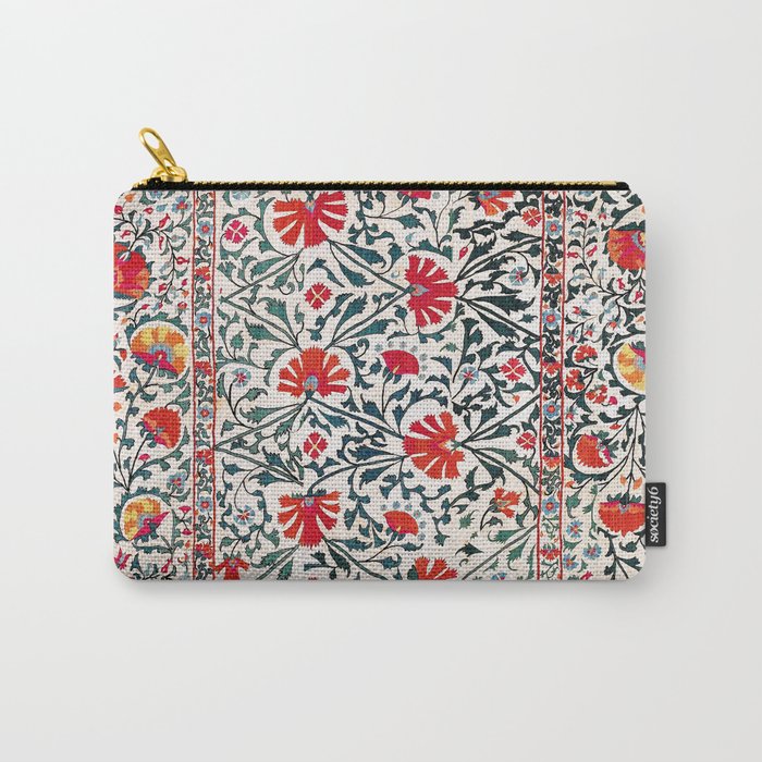 Shakhrisyabz Suzani Uzbekistan Floral Embroidery Print Carry All Pouch Gallery Image 1