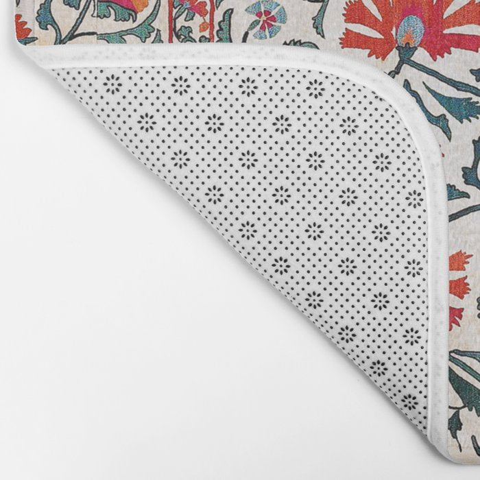 Shakhrisyabz Suzani Uzbekistan Floral Embroidery Print Bath Mat Gallery Image 2
