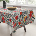 Shakhrisyabz Suzani Uzbekistan Floral Embroidery Print Tablecloth Gallery Image 3