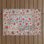 Shakhrisyabz Suzani Uzbekistan Floral Embroidery Print Outdoor Rug Gallery Image 1