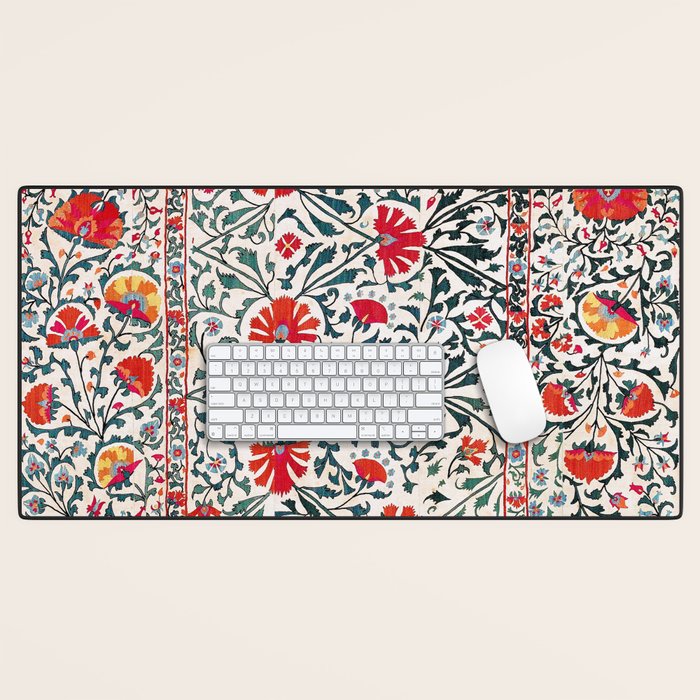 Shakhrisyabz Suzani Uzbekistan Floral Embroidery Print Desk Mat Gallery Image 1