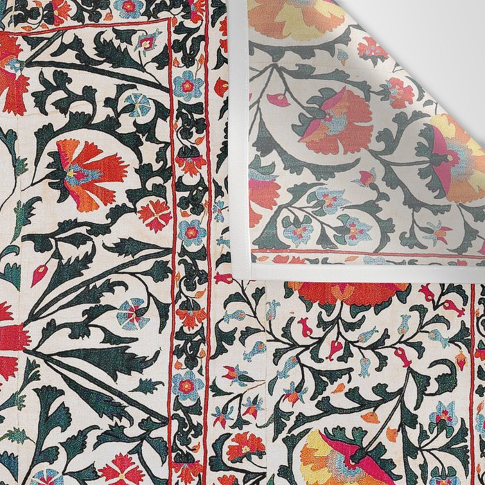 Shakhrisyabz Suzani Uzbekistan Floral Embroidery Print Wall Tapestry Gallery Image 3