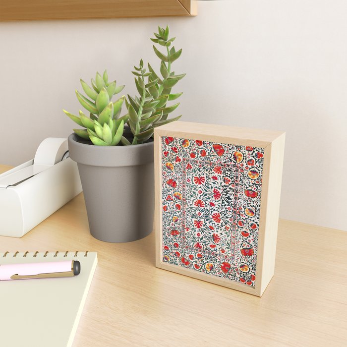 Shakhrisyabz Suzani Uzbekistan Floral Embroidery Print Mini Art Print Gallery Image 2
