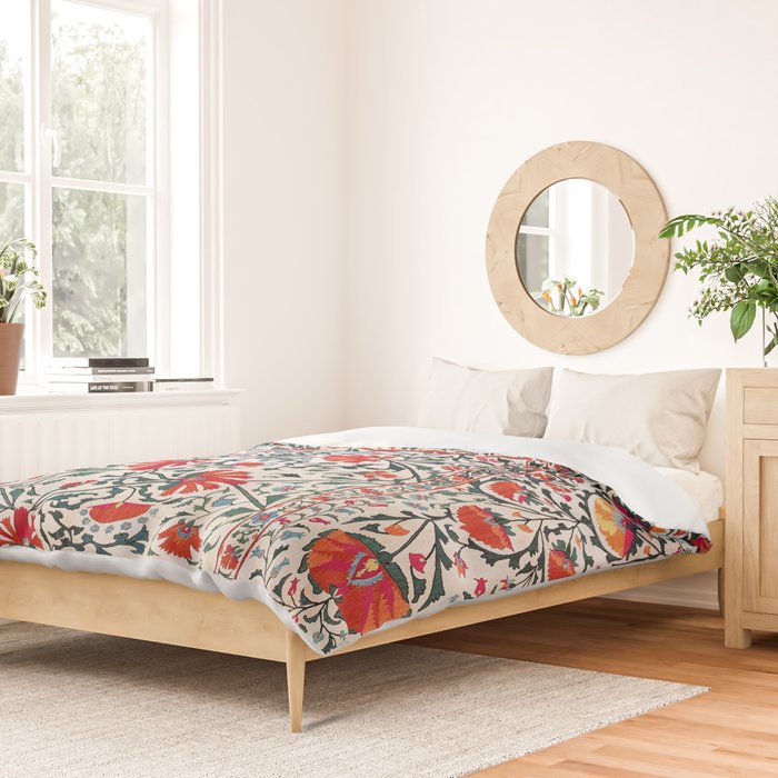 Shakhrisyabz Suzani Uzbekistan Floral Embroidery Print Duvet Cover Gallery Image 2
