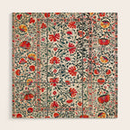 Shakhrisyabz Suzani Uzbekistan Floral Embroidery Print Wood Wall Art Gallery Image 1