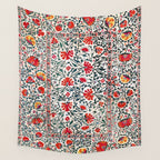 Shakhrisyabz Suzani Uzbekistan Floral Embroidery Print Wall Tapestry Gallery Image 4