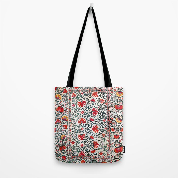 Shakhrisyabz Suzani Uzbekistan Floral Embroidery Print Tote Bag Gallery Image 2