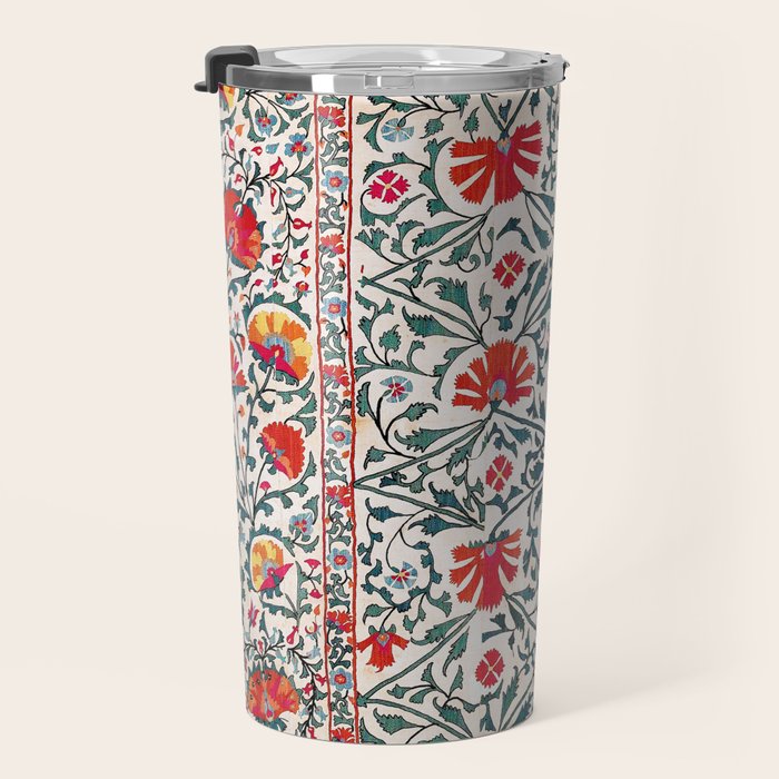 Shakhrisyabz Suzani Uzbekistan Floral Embroidery Print Travel Mug Gallery Image 3
