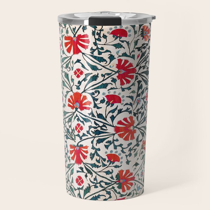 Shakhrisyabz Suzani Uzbekistan Floral Embroidery Print Travel Mug Gallery Image 1