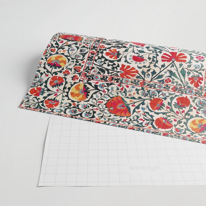 Shakhrisyabz Suzani Uzbekistan Floral Embroidery Print Wrapping Paper Gallery Image 2