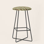 Lime on Brown Botanical Scalloped Art Deco Pattern Stool Gallery Image 1