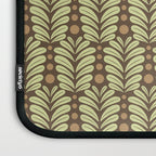 Lime on Brown Botanical Scalloped Art Deco Pattern Laptop Sleeve Gallery Image 3
