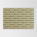Lime on Brown Botanical Scalloped Art Deco Pattern Rug Gallery Image 2