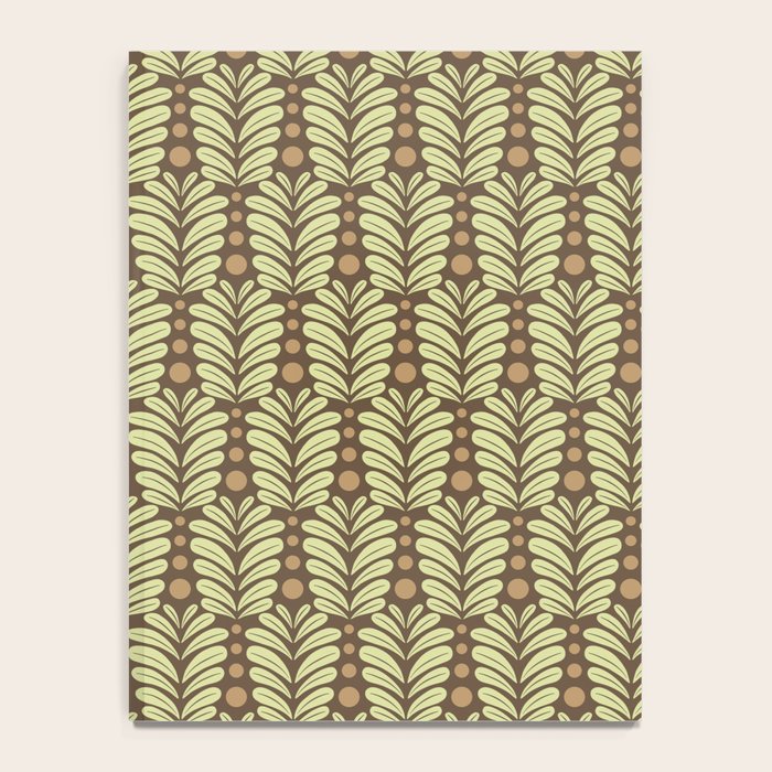 Lime on Brown Botanical Scalloped Art Deco Pattern Notebook Gallery Image 4
