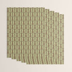 Lime on Brown Botanical Scalloped Art Deco Pattern Wrapping Paper Gallery Image 3