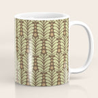 Lime on Brown Botanical Scalloped Art Deco Pattern Coffee Mug Gallery Image 1