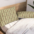 Lime on Brown Botanical Scalloped Art Deco Pattern Pillow Sham Gallery Image 2