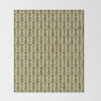Lime on Brown Botanical Scalloped Art Deco Pattern Throw Blanket Gallery Image 2