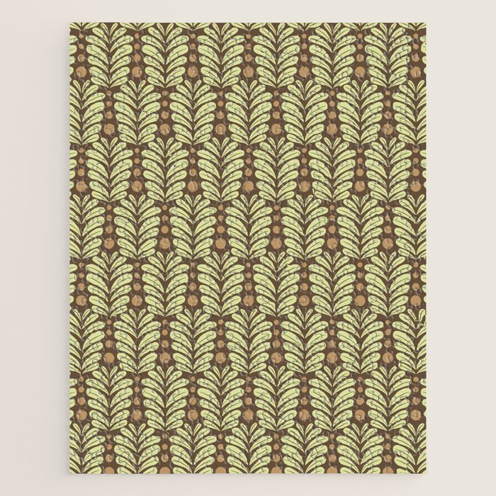 Lime on Brown Botanical Scalloped Art Deco Pattern Jigsaw Puzzle Gallery Image 1