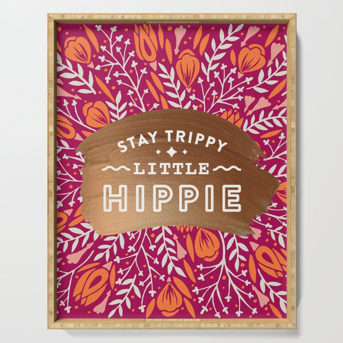 Stay Trippy Little Hippie - Fuchsia Palette Serving Tray Gallery Image 1