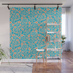 Tropical Blooms Pattern - Blue Wall Mural Gallery Image 1
