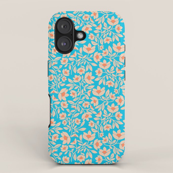Tropical Blooms Pattern - Blue iPhone Case Gallery Image 1