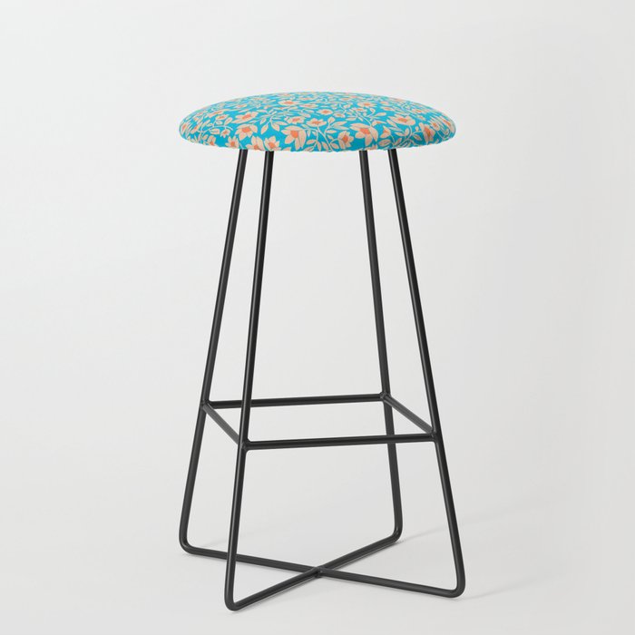 Tropical Blooms Pattern - Blue Stool Gallery Image 1
