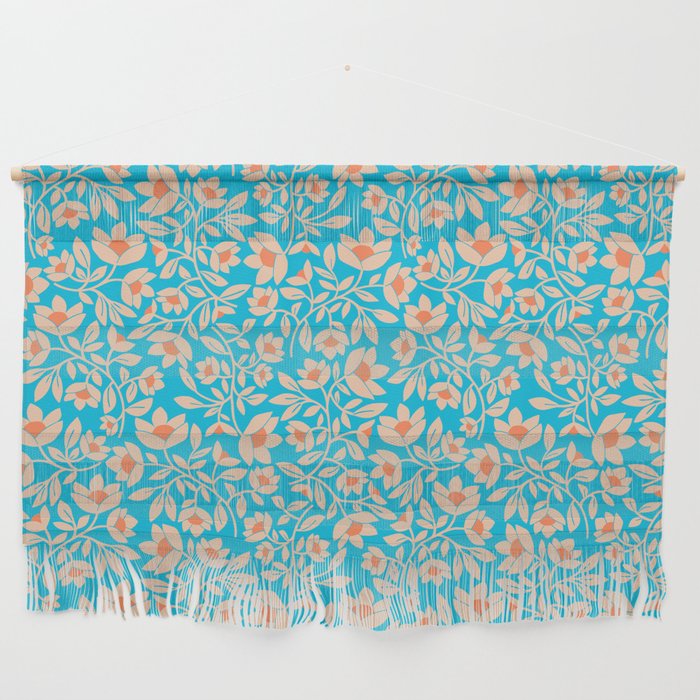 Tropical Blooms Pattern - Blue Wall Hanging Gallery Image 1