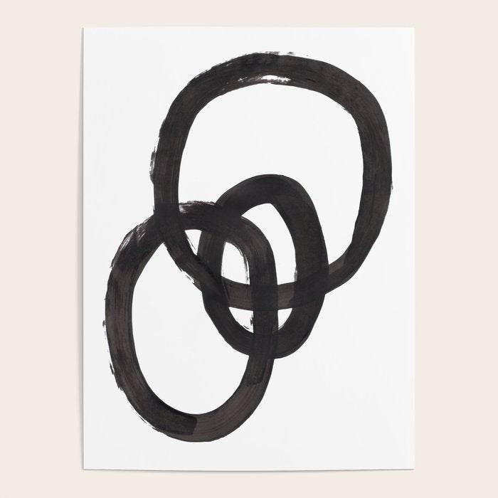 'And I Op' Minimalist Ink Line Drawing Abstract Black Brush Strokes Modern Funky Maze by Ejaaz Haniff  Poster Gallery Image 4