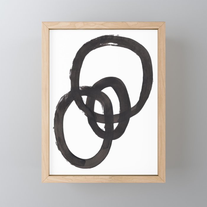 'And I Op' Minimalist Ink Line Drawing Abstract Black Brush Strokes Modern Funky Maze by Ejaaz Haniff  Mini Art Print Gallery Image 1