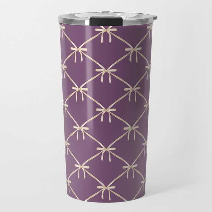 Bows & Ribbons Pattern XXXVI Lavender Purple Travel Mug Gallery Image 1
