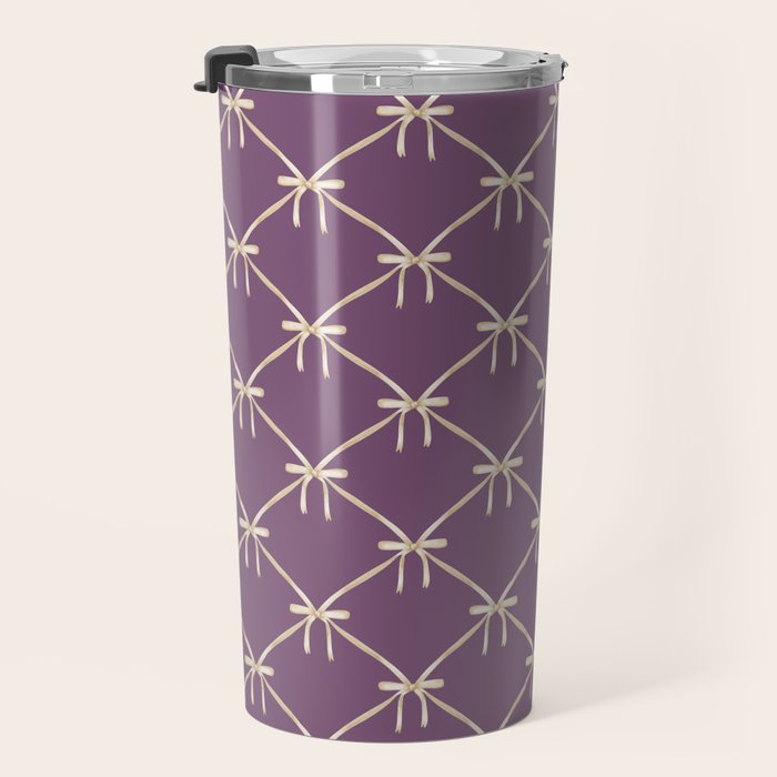 Bows & Ribbons Pattern XXXVI Lavender Purple Travel Mug Gallery Image 3