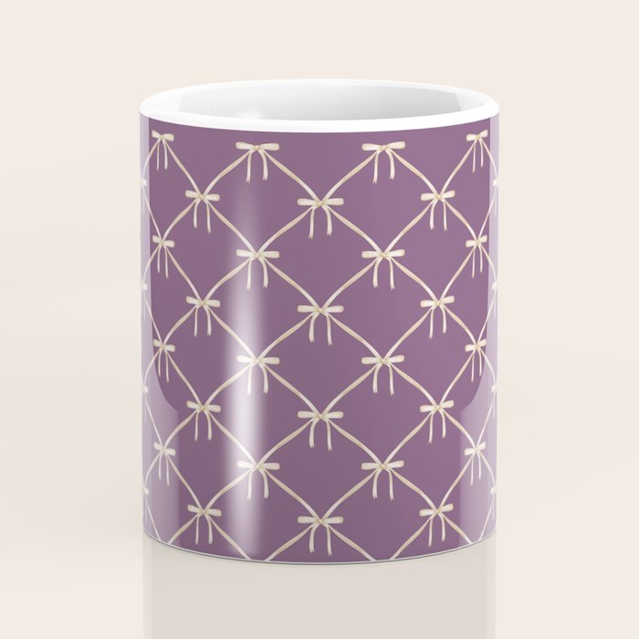 Bows & Ribbons Pattern XXXVI Lavender Purple Coffee Mug Gallery Image 4